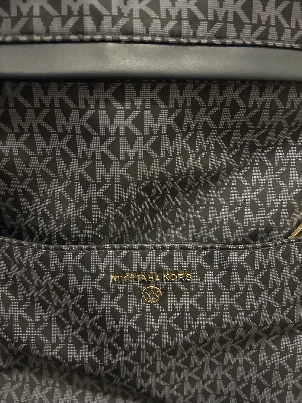 Michael Kors Navy MK Logo Backpack with Gold Hardware - Picture 2 of 8